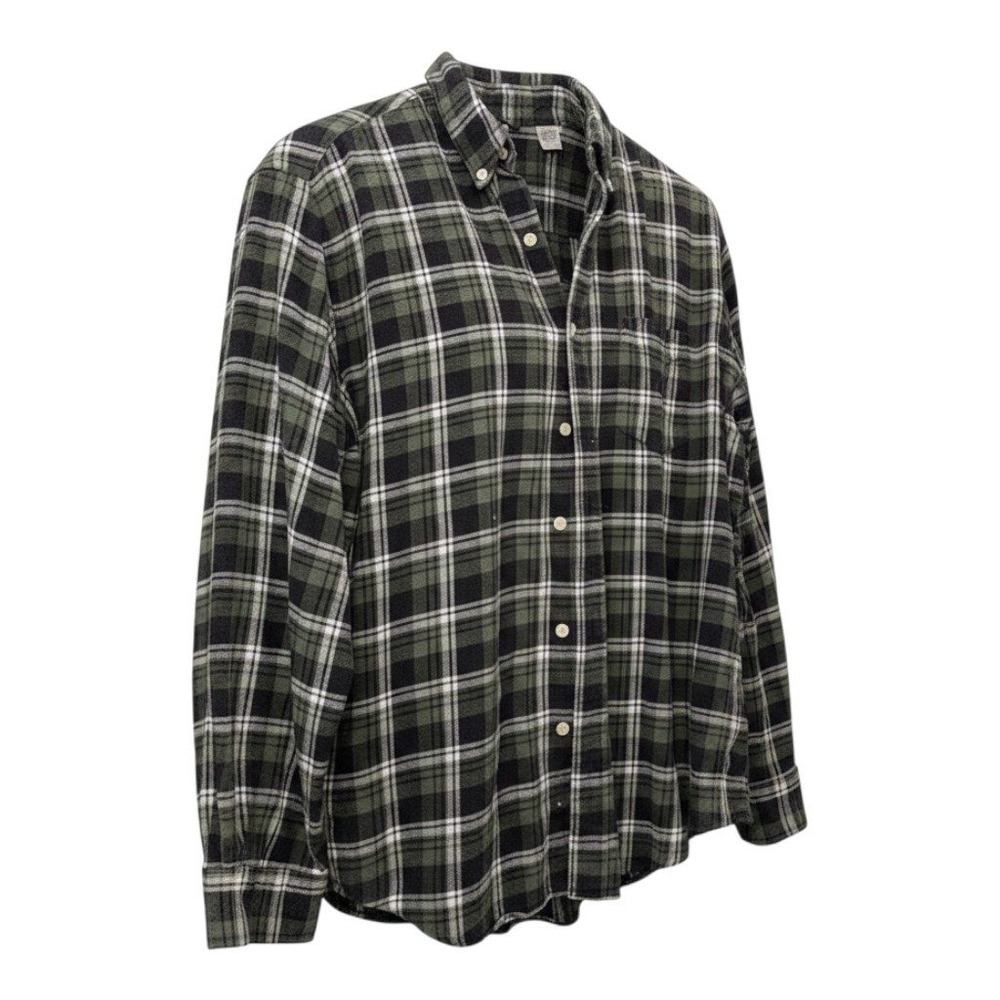Chaps Mens Plaid Flannel Button Down Shirt Long Sleeve Green Black White Size L‎